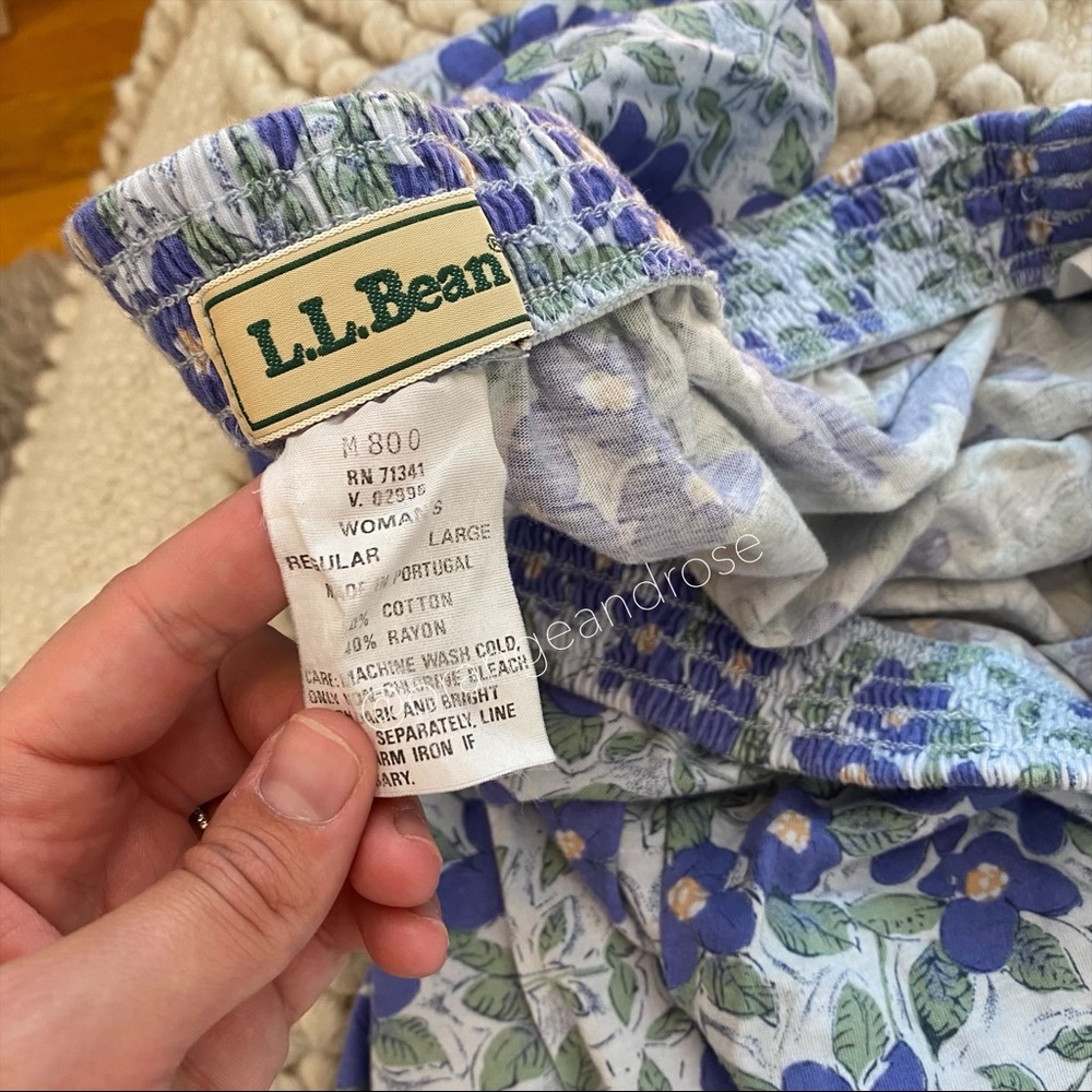 Vintage LL Bean Cotton Dainty Floral Maxi Skirt L - Picture 6 of 7
